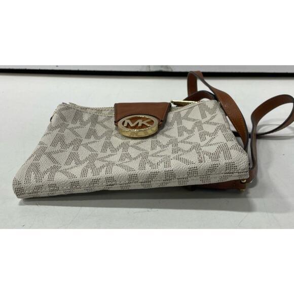 Michael Kors Shoulder Bag S70 Beige Signature Mk Pattern Logo - Picture 4 of 7